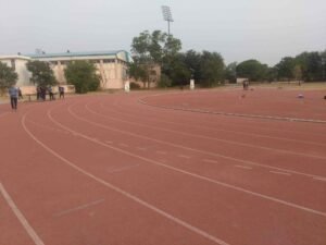 Students lining up for race at school sports meet in Jhunjhunu district