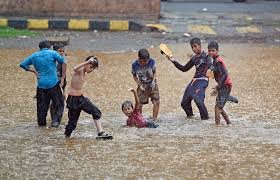 Light rain in Jhunjhunu streets during monsoon
