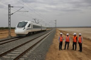 सांभर झील के पास निर्माणाधीन हाई-स्पीड रेल ट्रैक