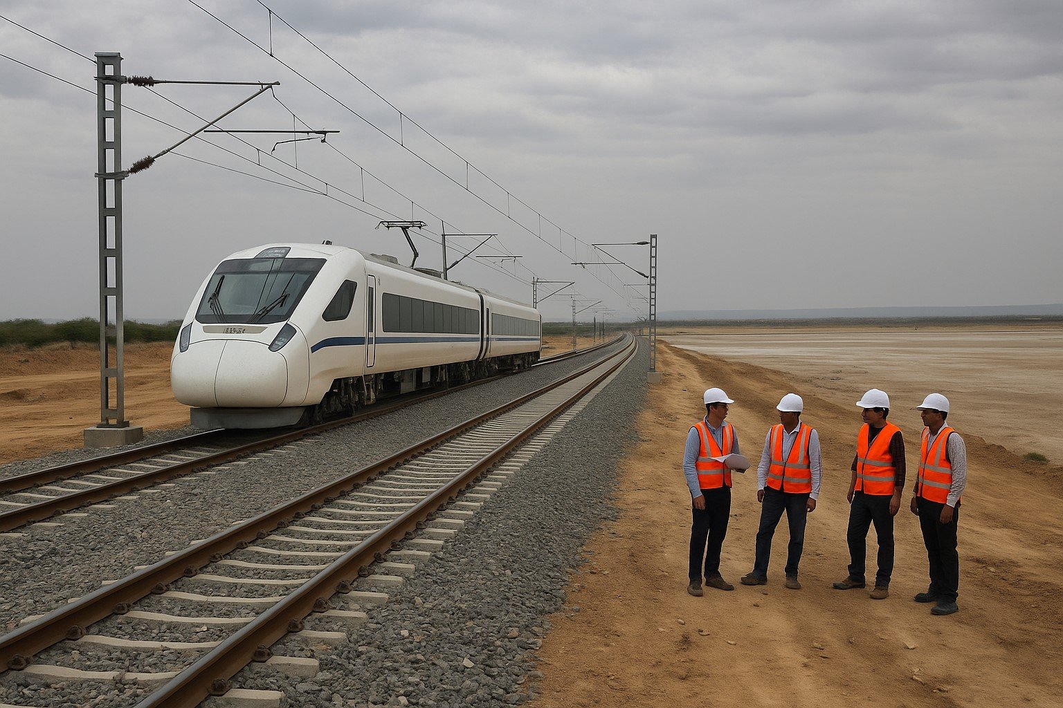 सांभर झील के पास निर्माणाधीन हाई-स्पीड रेल ट्रैक