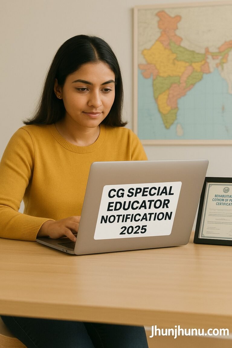 CG विशेष शिक्षक भर्ती 2025 की जानकारी पढ़ती शिक्षिका