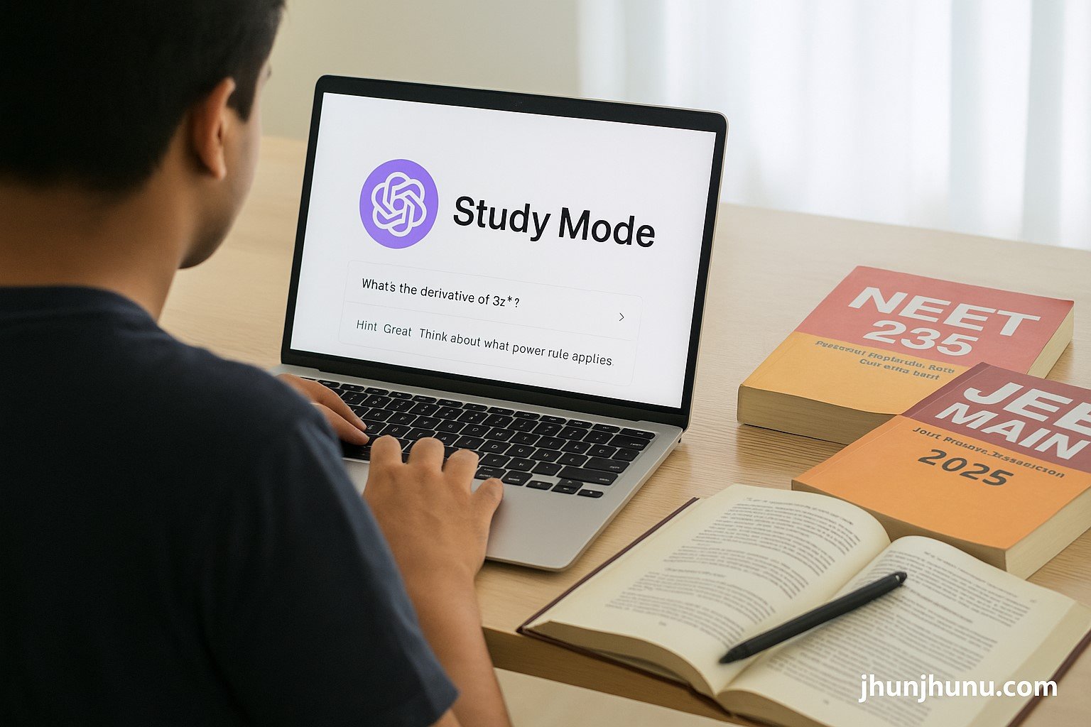 “Jhunjhunu का छात्र ChatGPT Study Mode से पढ़ाई करते हुए”