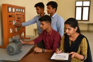 Indian students applying for NHPC apprenticeship 2025 at a training or recruitment centre