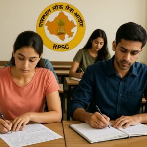 RPSC भर्ती की तैयारी करते हुए राजस्थान के युवा — झुंझुनूं जुलाई 2025