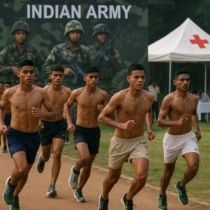 भारतीय सेना की अग्निवीर भर्ती में हिस्सा लेते हुए युवा