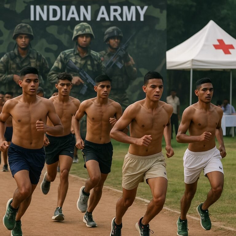 भारतीय सेना की अग्निवीर भर्ती में हिस्सा लेते हुए युवा