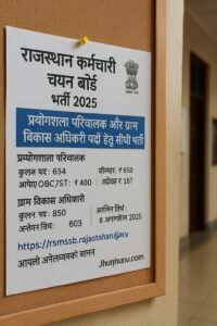 राजस्थान कर्मचारी चयन बोर्ड की लैब असिस्टेंट और VDO भर्ती 2025 की अधिसूचना