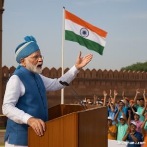 प्रधानमंत्री नरेंद्र मोदी स्वतंत्रता दिवस पर युवाओं के लिए ₹15,000 ग्रांट योजना की घोषणा करते हुए।