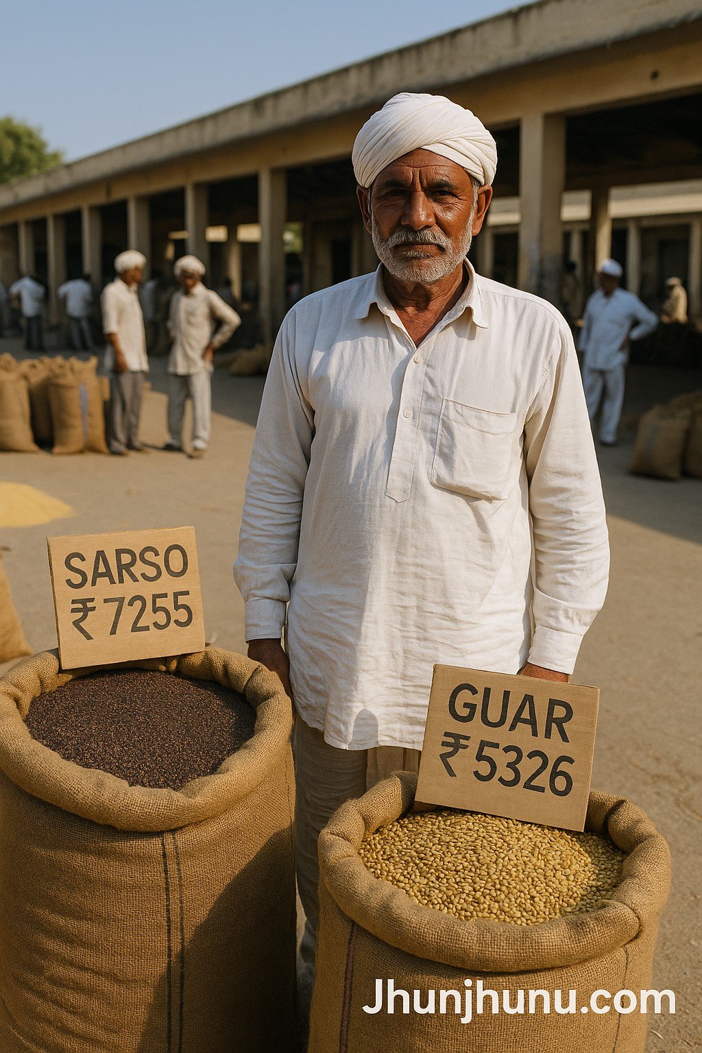 झुंझुनूं मंडी में ग्वार ₹5,326 तक, सरसों ₹7,255 क्विंटल; देखें आज के ताज़ा भाव