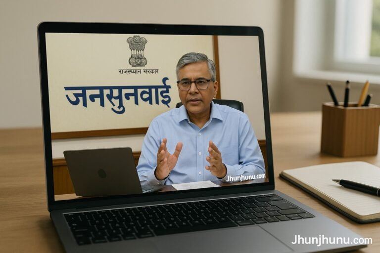 राजस्थान के मुख्य सचिव सुधांश पंत वीडियो कॉन्फ्रेंसिंग से अधिकारियों को संबोधित करते हुए।