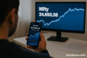 शेयर बाजार की ताजा स्थिति दिखाता हुआ ग्राफ – सेंसेक्स 80,850 और निफ्टी 24,650