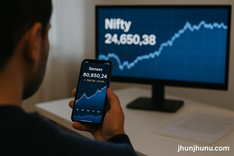 शेयर बाजार की ताजा स्थिति दिखाता हुआ ग्राफ – सेंसेक्स 80,850 और निफ्टी 24,650